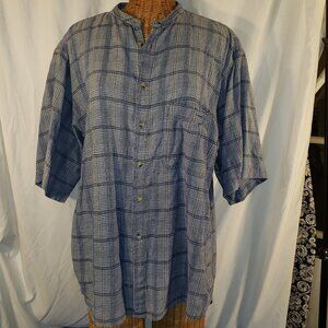 Neutral Gear Men's Blue Plaid Button Down Shirt - Size XL